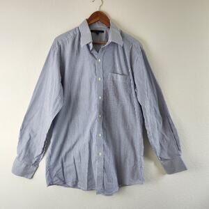 Tommy Hilfiger Men's Size 16 34-35 Large Dress Shirt Blue White Pin Stripes